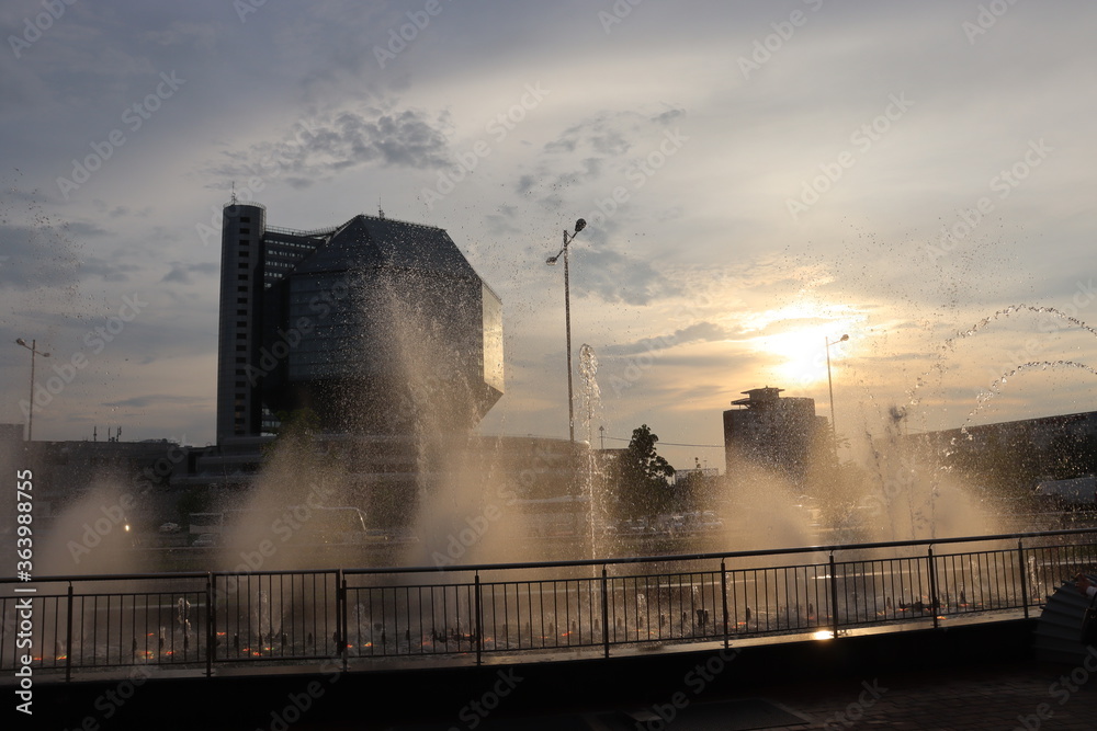street fountain in Minsk with incredible view