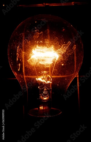 light bulb on black background