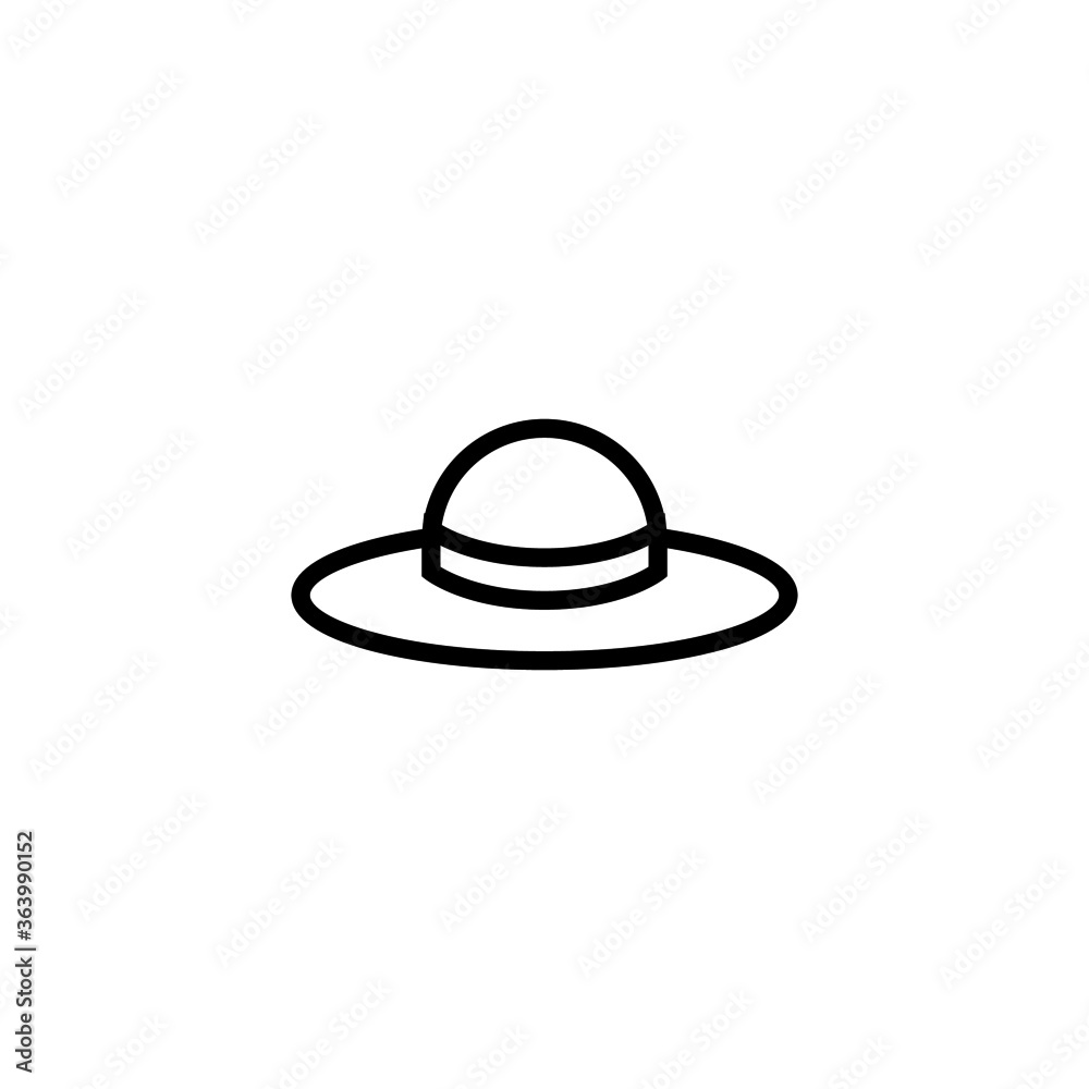 Summer hat vector icon in black line style icon, style isolated on white background Summer hat vector icon in black line style icon, style isolated on white background