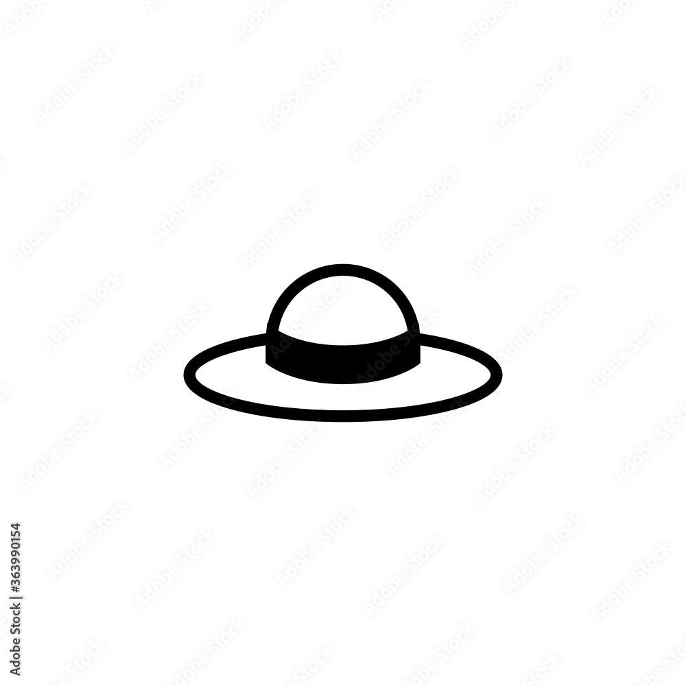 Summer hat vector icon in black flat glyph, filled style isolated on white background Summer hat vector icon in black flat glyph, filled style isolated on white background