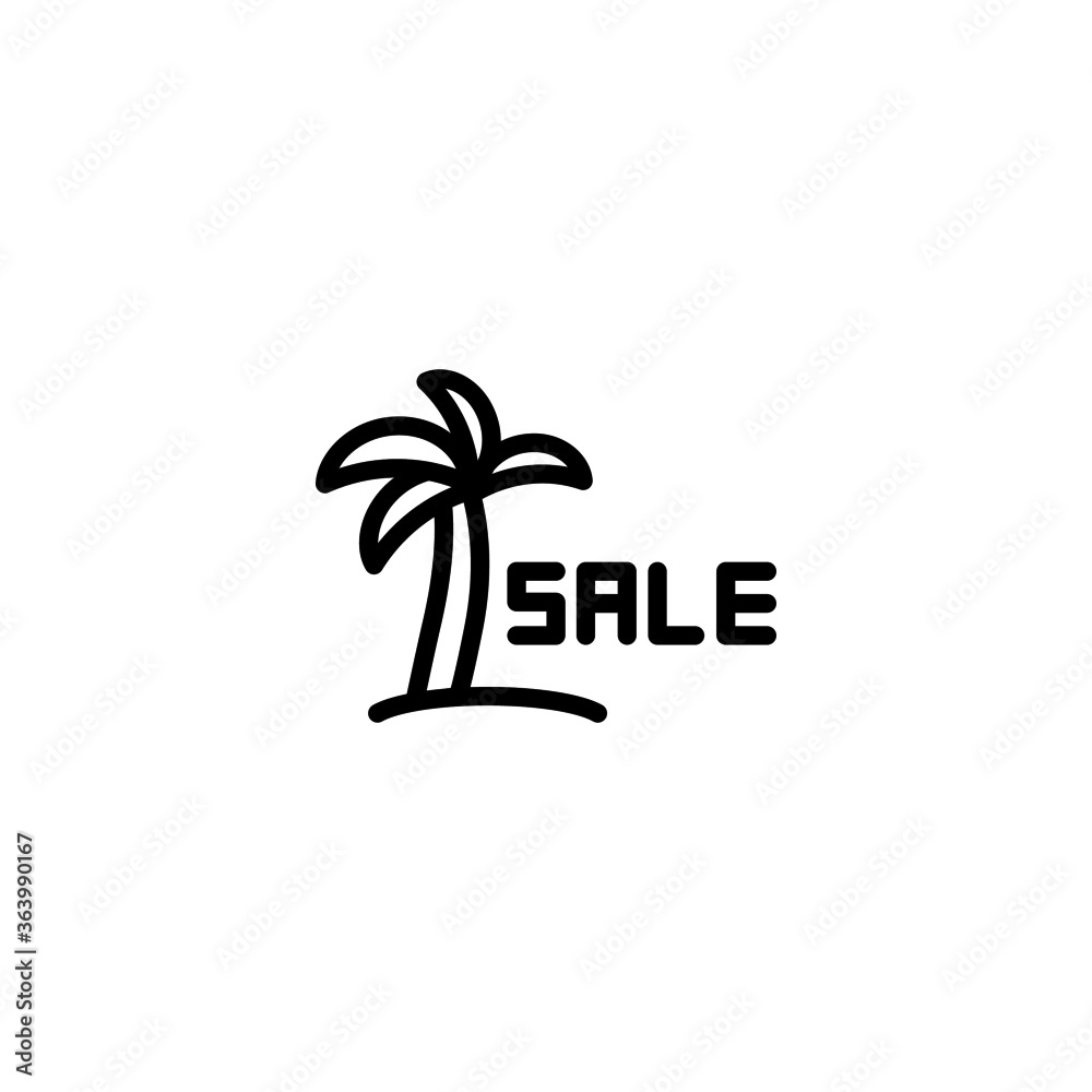 Summer sale vector icon in black line style icon, style isolated on white background Summer sale vector icon in black line style icon, style isolated on white background