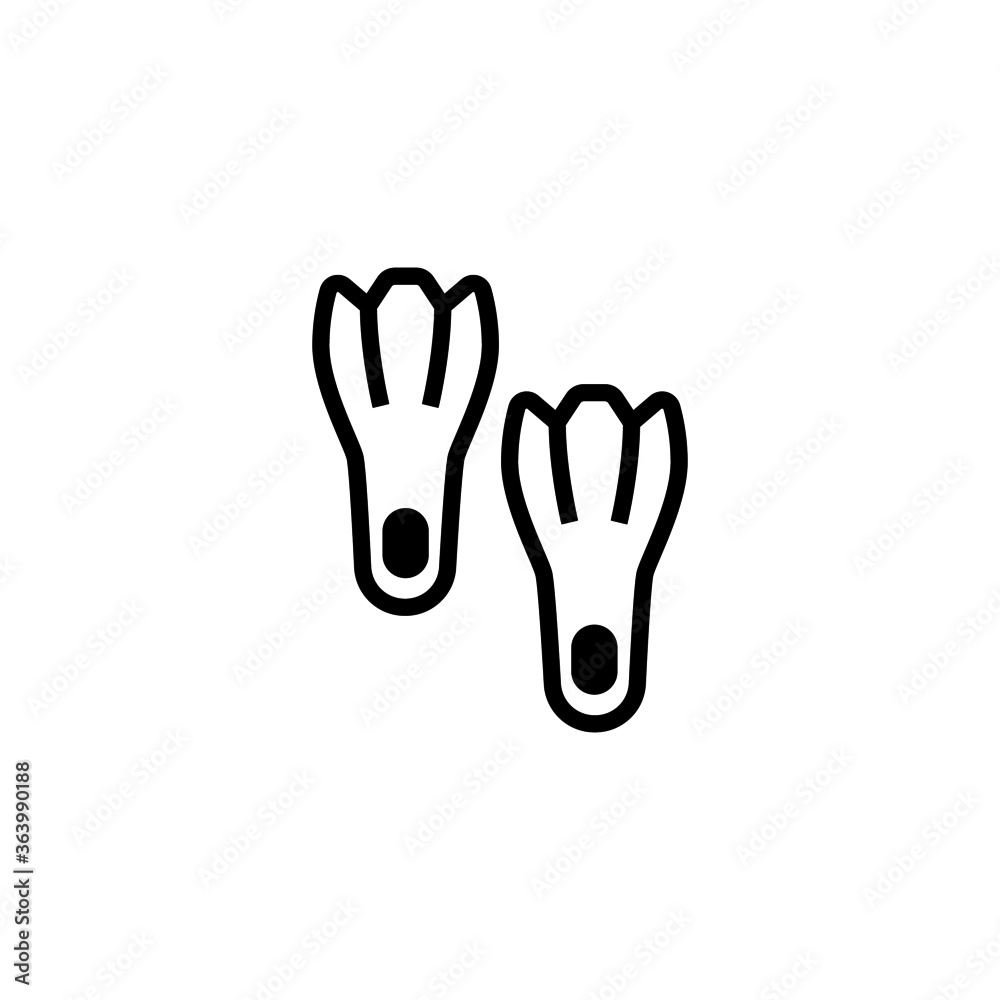 Naklejka premium Flippers vector icon in black flat glyph, filled style isolated on white background