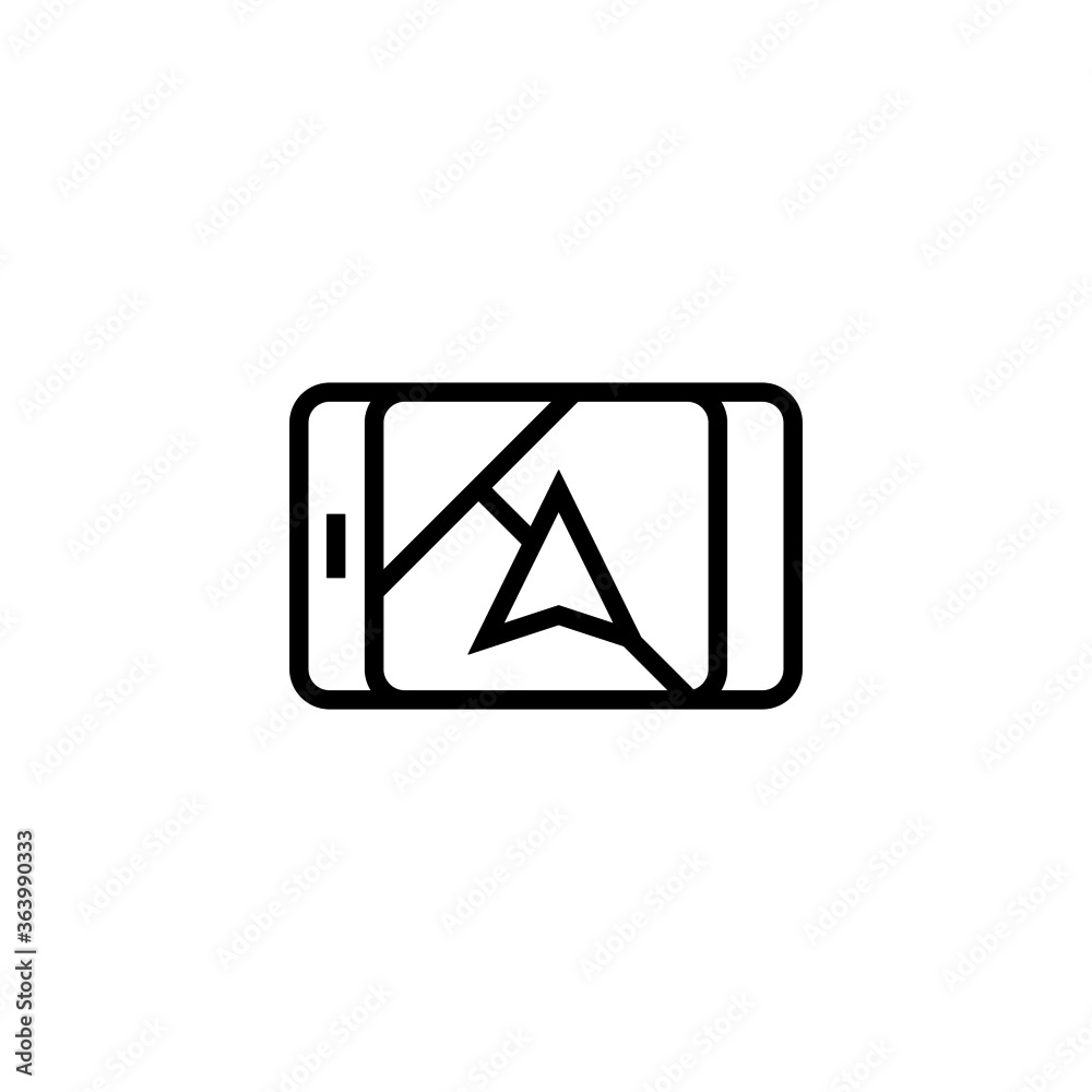 Navigation on phone icon in black line style icon, style isolated on white background