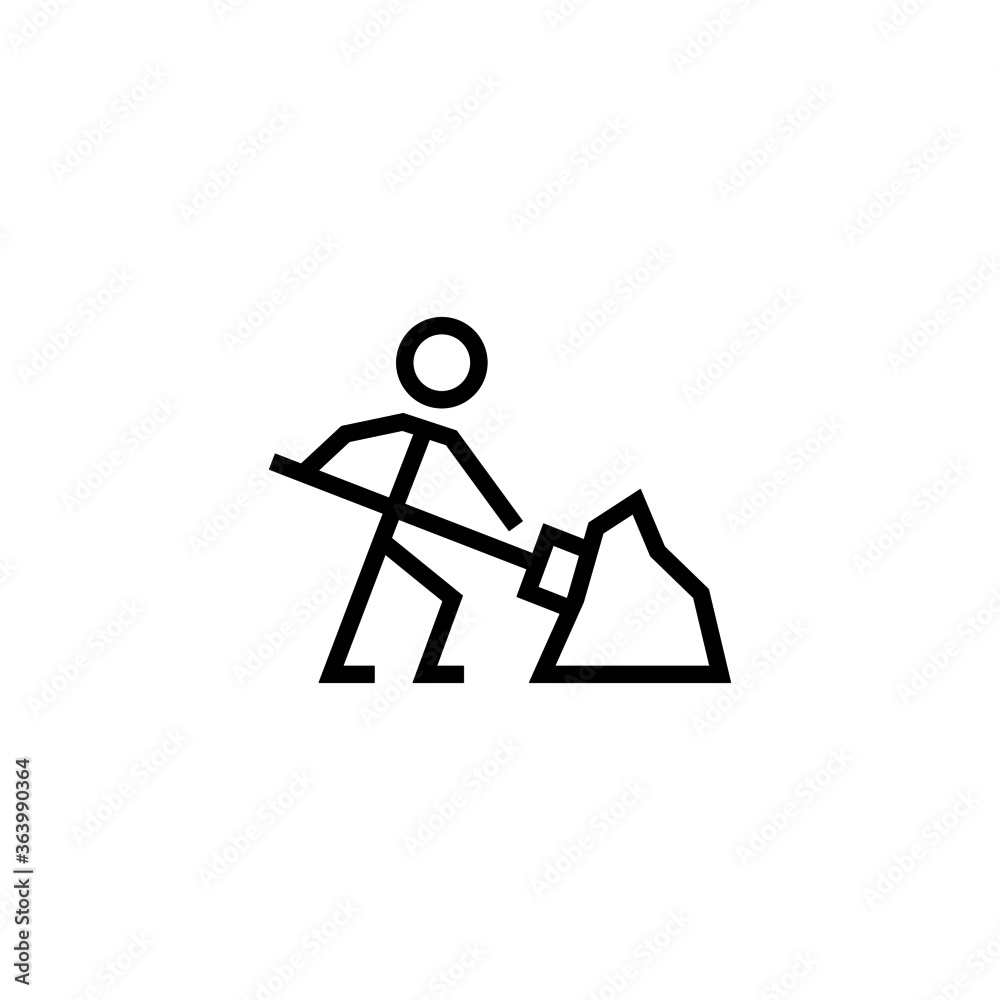 Road Construction icon in black line style icon, style isolated on white background Road Construction icon in black line style icon, style isolated on white background