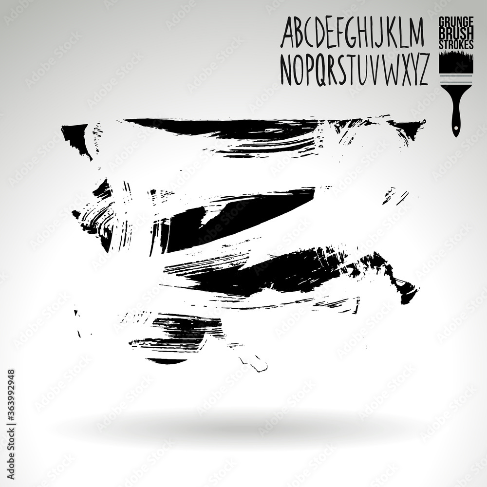 Naklejka premium Black brush stroke and texture. Grunge vector abstract hand - painted element. Underline and border design. 