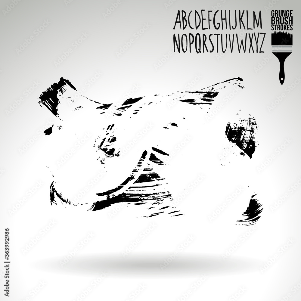 Naklejka premium Black brush stroke and texture. Grunge vector abstract hand - painted element. Underline and border design. 