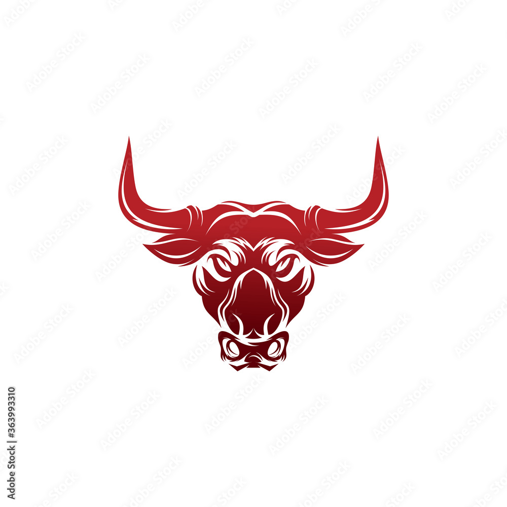 Bull head mascot. Vector illustration for use as print, poster, sticker, logo, tattoo, emblem and other. Bull head mascot. Vector illustration for use as print, poster, sticker, logo, tattoo, emblem and other.
