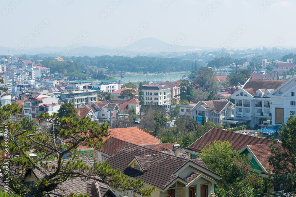 Dalat City view from Crazy House. a famous tourist spot in Dalat, Vietnam.