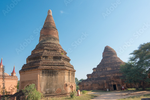 Bagan Archaeological Area and Monuments. a famous Buddhist ruins in Bagan  Mandalay Region  Myanmar.