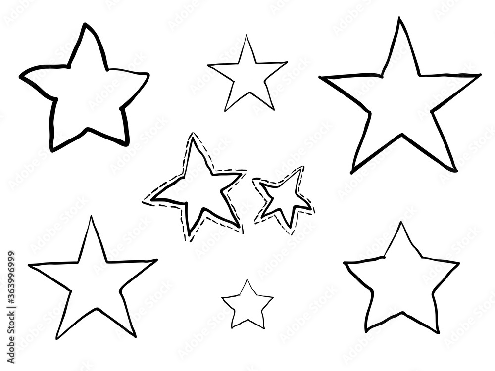 isolated childish hand drawn line art set of coloring star symbols vector design isolated childish hand drawn line art set of coloring star symbols vector design