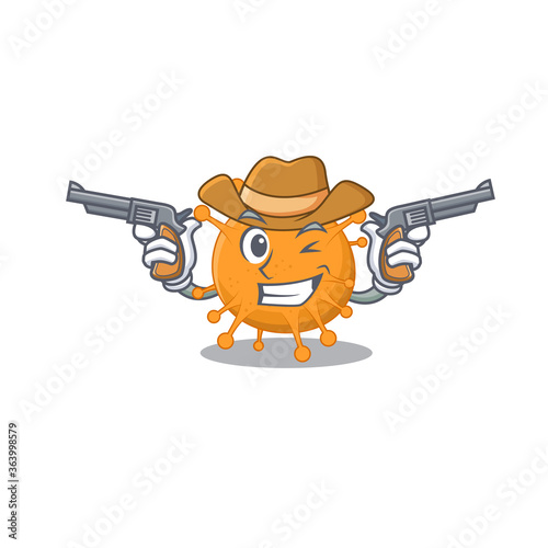 Cartoon character cowboy of anaplasma with guns