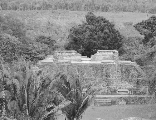Black and White, Xunantunich Archaeological Reserve. Historic ancient city ruins in Belize photo