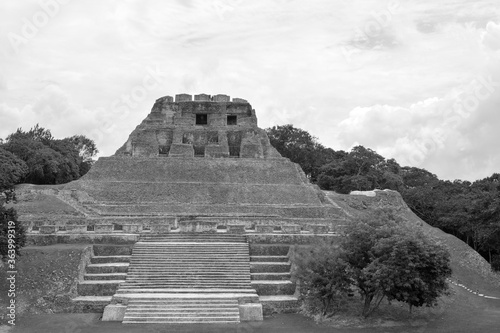 Black and White, Xunantunich Archaeological Reserve. Historic ancient city ruins in Belize photo