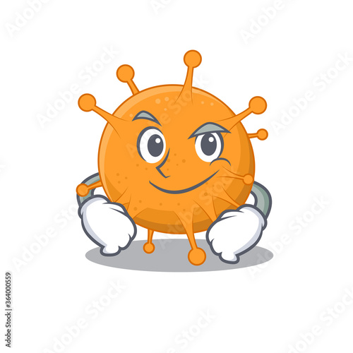 A cute arrogant caricature design of anaplasma having confident gesture