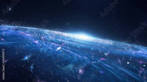 Fast traveling through the blue spiral galaxy in the universe, zooming galaxy animation photo