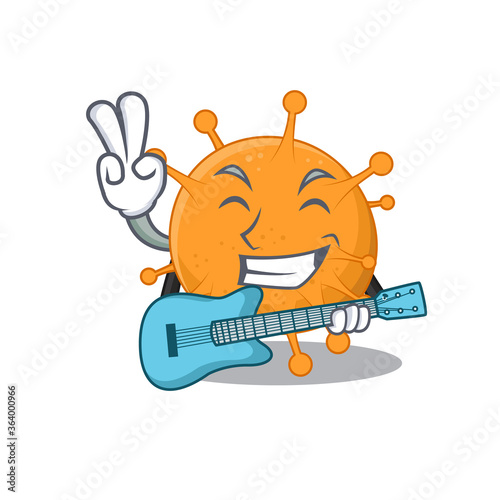 brilliant musician of anaplasma cartoon design playing music with a guitar