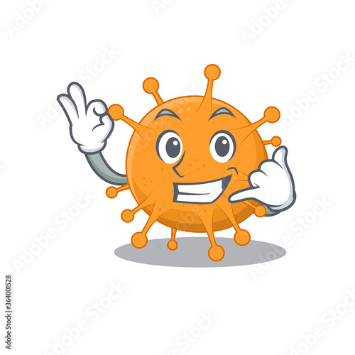 Caricature design of anaplasma showing call me funny gesture