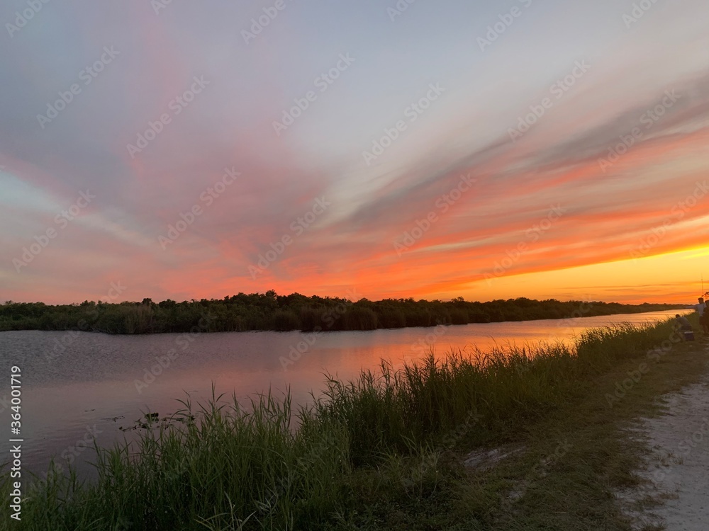 Sunset over lake