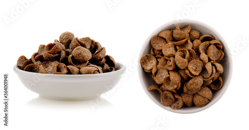  breakfast cereal in white bowl on white background