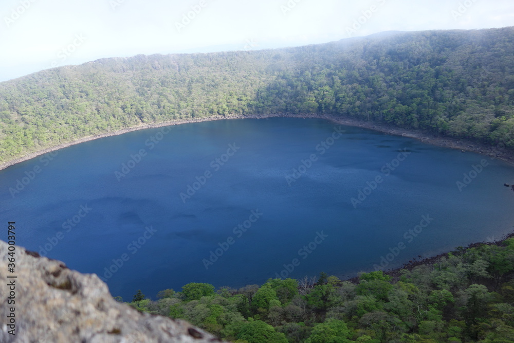 Naklejka premium Onami-lake(old crater) in Kirishima mountain range in the early morning, Miyazaki, Japan
