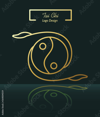 Tai chi logo symbol golden yin yang 