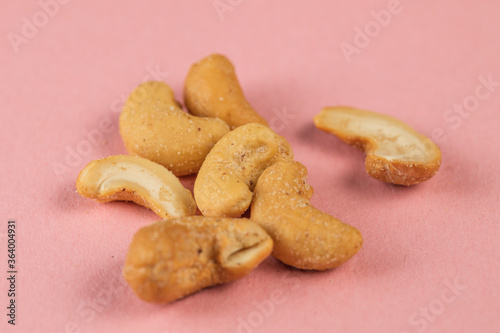 Cashew on pink background