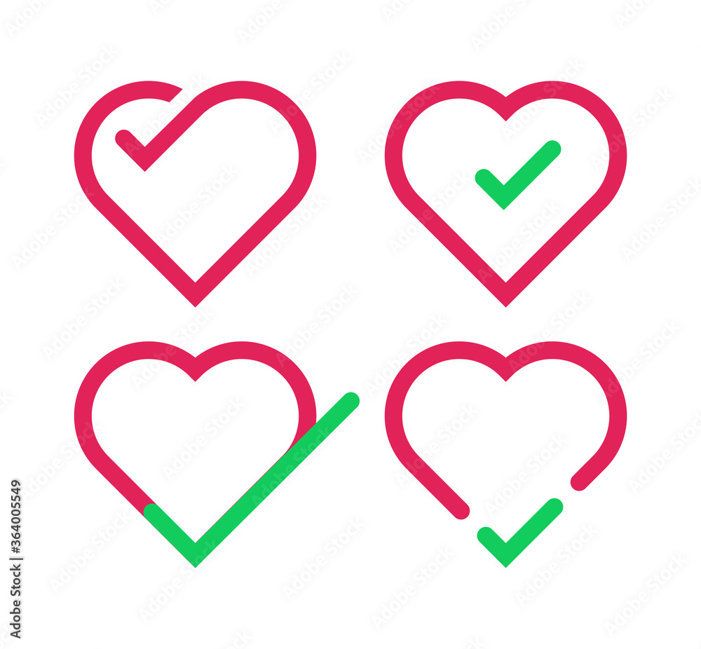 set collection of heart/love check logo icon template. vector illustration