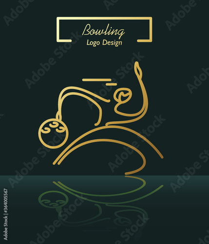 Bowling abstract golden line logo