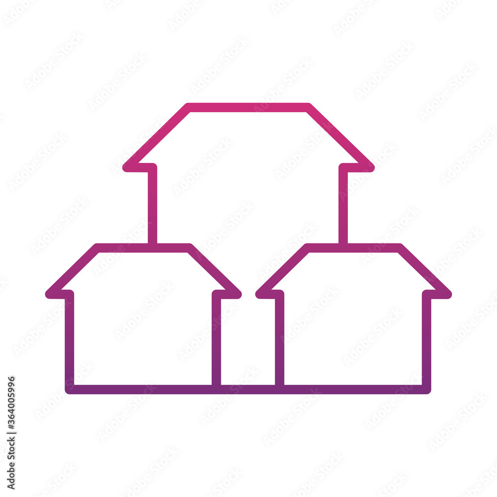three houses icon, gradient style three houses icon, gradient style