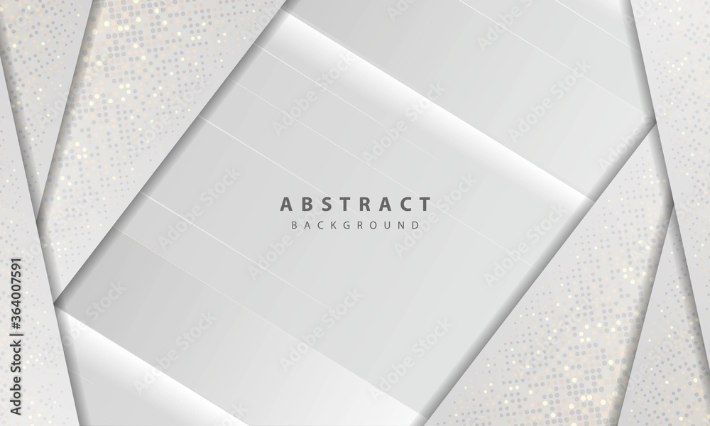 Luxury and modern concept texture with silver glitters dots element decoration. White abstract background with paper shapes overlap layers. Luxury and modern concept texture with silver glitters dots element decoration. White abstract background with paper shapes overlap layers.