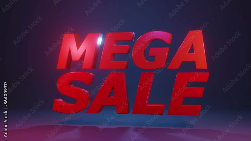 Mega sale. 3d text animation for sale promotion message advertising Mega sale. 3d text animation for sale promotion message advertising
