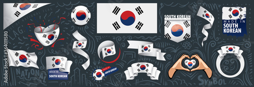 Vector set of the national flag of South Korean in various creative designs