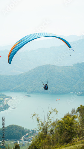 Pokhara City Paragliding above the lake