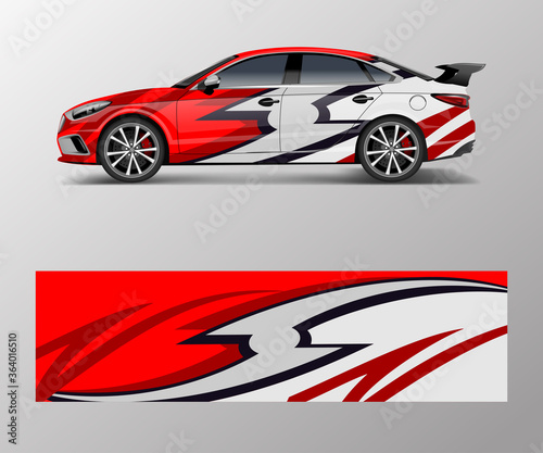 wrap design for custom sport car. Sport racing car wrap decal and sticker design.