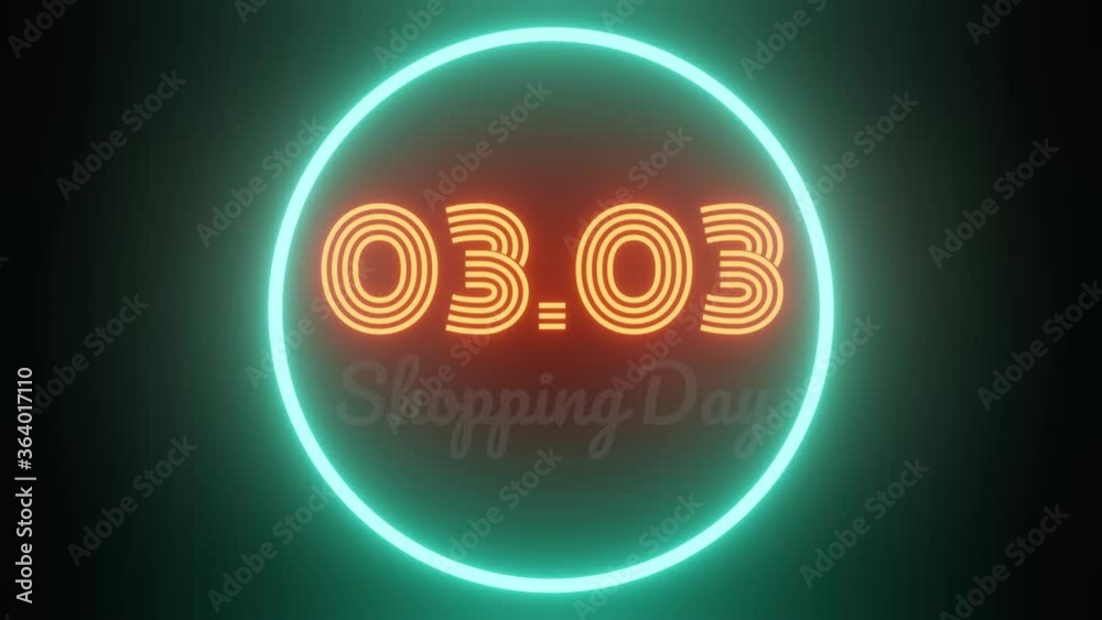 3.3 shopping day. Neon text promotion message animation for sale promotion advertising 3.3 shopping day. Neon text promotion message animation for sale promotion advertising