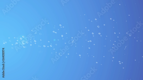 Bubble Realistic Air Floating Under Deep Blue Water Illustration.