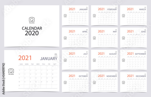Business calendar 2021.white monthly calendar can be used for printable graphic and website