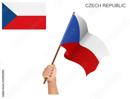Czech Republic flag flown with a stick held by hand to inflame the spirit of statehood
