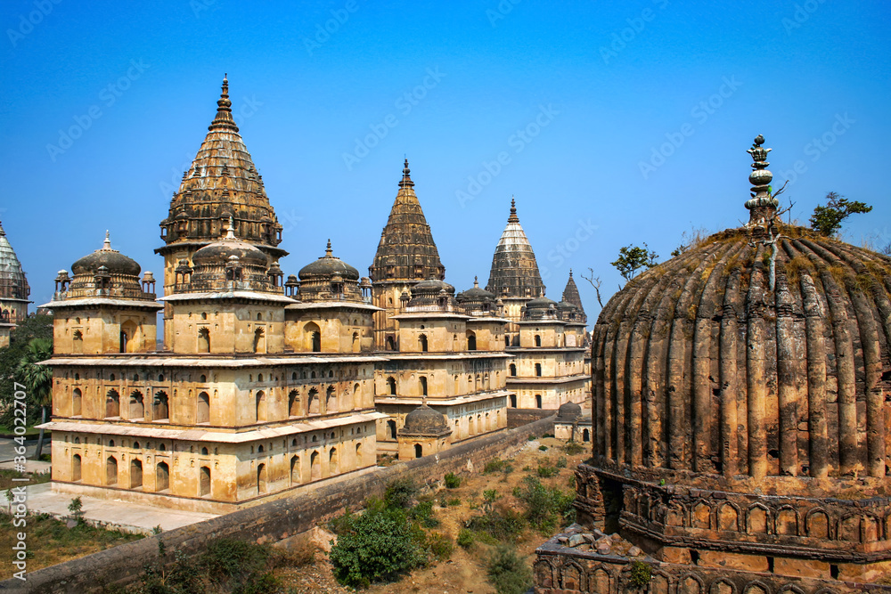 Fototapeta premium View of Royal cenotaphs (Chhatris) of Orchha, Madhya Pradesh, India.