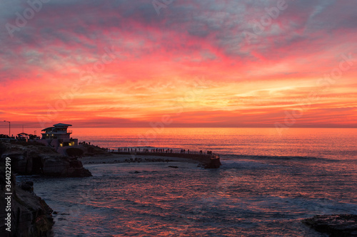 Sunset at the La Jolla cove, San Diego, California 