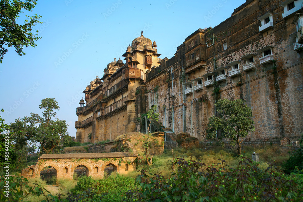 Beautiful view of of jahangir mahal, orchha palace, Orchha, Madhya Pradesh