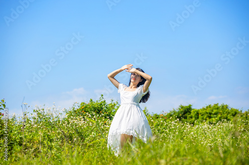 A girl in a white dress
