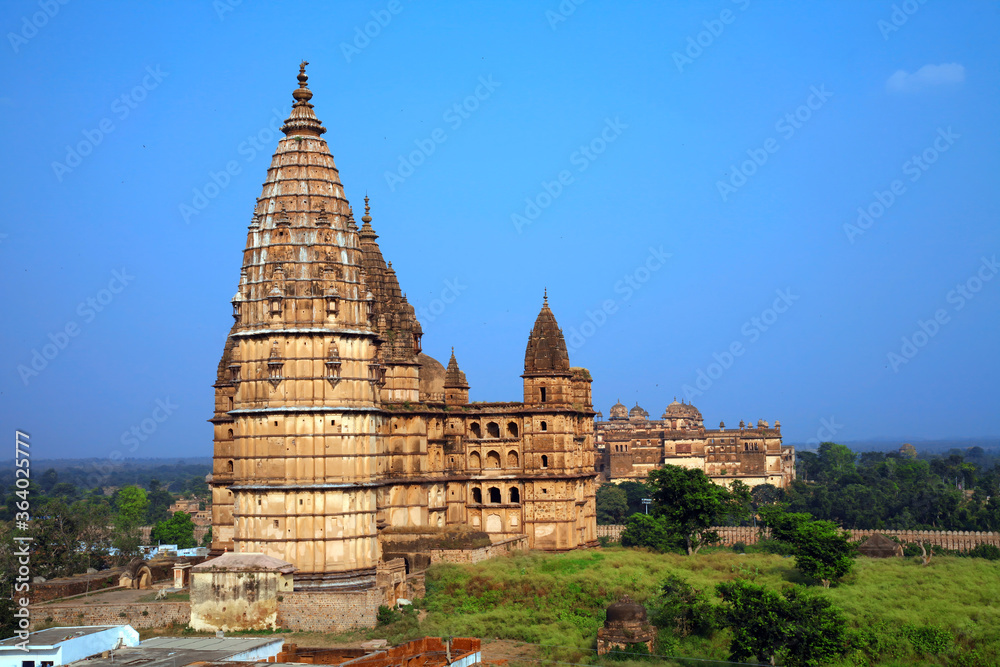 Beautiful view of chaturbhuj temple, Orchha, Madhya Pradesh, India.