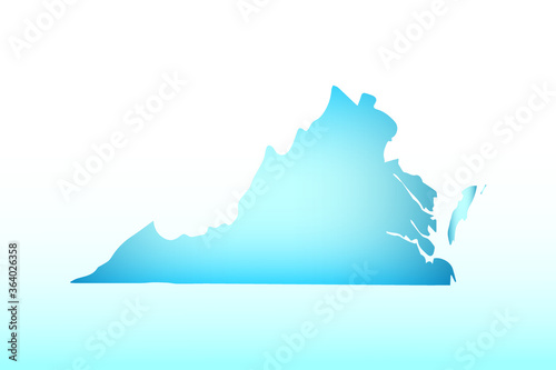 Blue Virginia map ice with dark and light effect vector on light background illustration