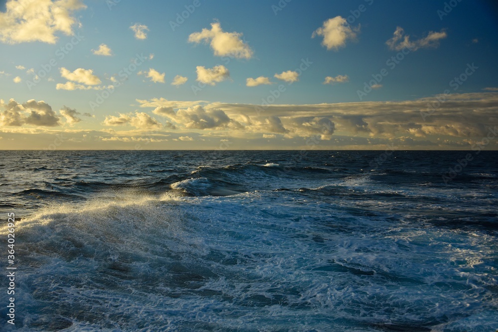 Sakhalin island. Drilling platform at sea. Fall. Around the icy water of the Sea of Okhotsk.