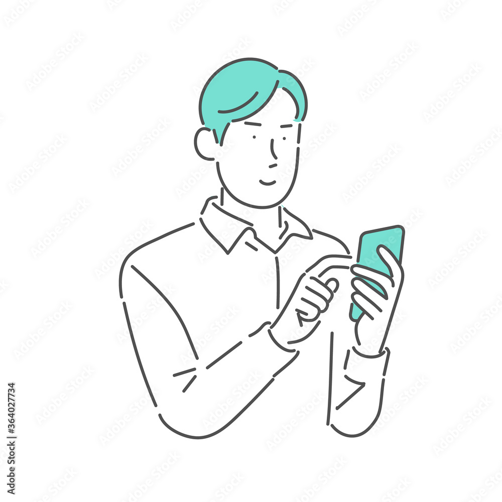 スマホを使っている男性のイラスト素材