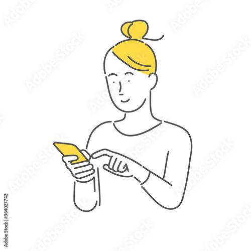 スマホを使っている女性のイラスト素材