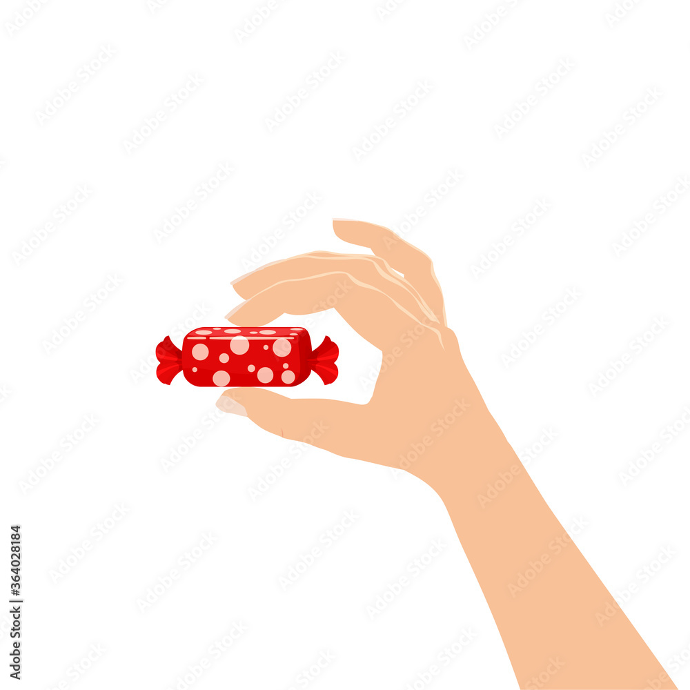 Hand hold candy wrapper dessert sweetness Hand hold candy wrapper dessert sweetness