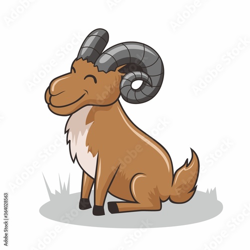Urial Sitting Cartoon Isolated Arkars Illustration