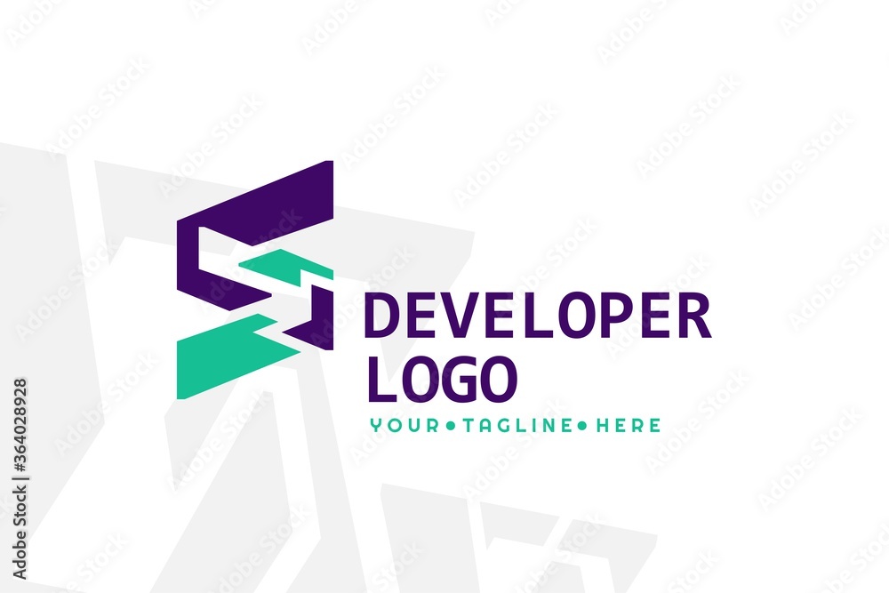 Isolated Purple and Turquoise Developer Logogram Isolated Purple and Turquoise Developer Logogram